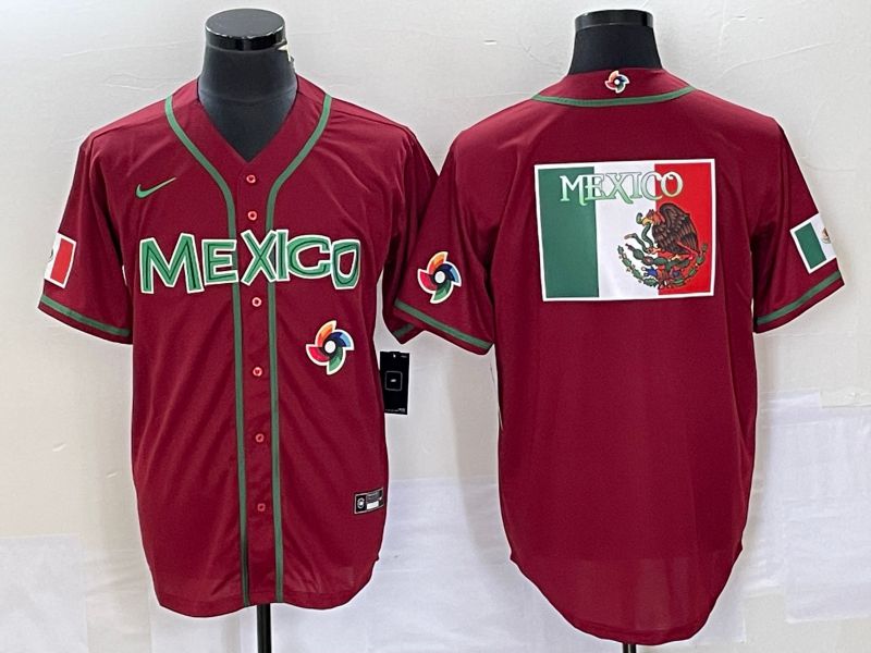 Men 2023 World Cub Mexico Blank Red Nike MLB Jersey23->more jerseys->MLB Jersey